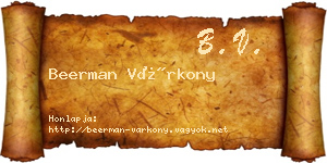 Beerman Várkony névjegykártya